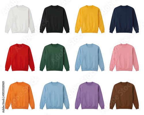 Colorful Sweatshirt Collection Vector, Variety of Designs for Fashion and Apparel Illustrations