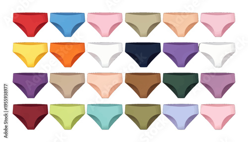 Colorful Underwear Icon Set Vector, Minimalist Flat Design for Fashion and Apparel Apps