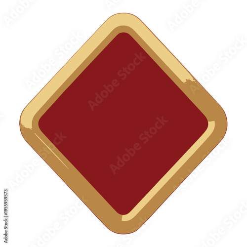 Diamond-Shaped Red and Gold Frame Icon Vector, Modern Flat Design for Apps and Web Interface