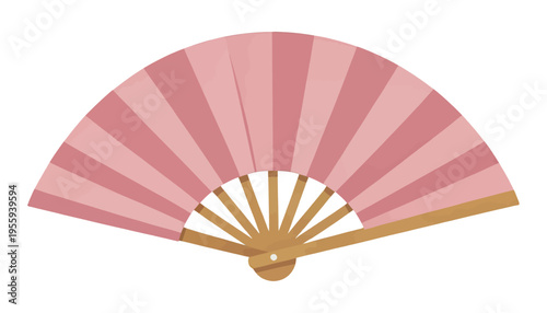 Elegant Hand Fan Illustration Vector, Traditional Japanese Style Fan for Cultural and Design Projects
