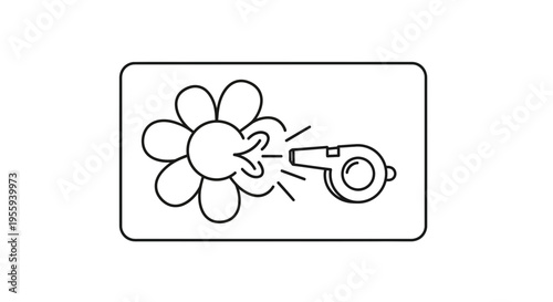 Whistle Blowing Air Towards Flower
