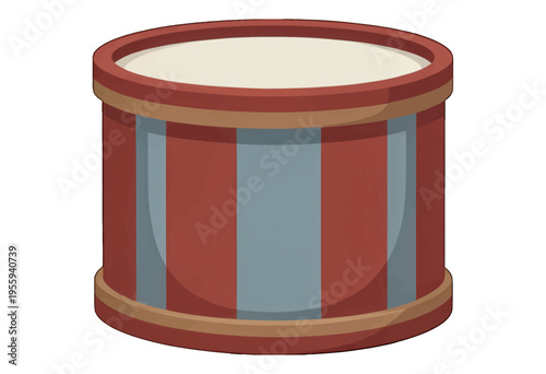 Red and Blue Striped Drum Illustration, Vibrant Vector Design for Music and Percussion Graphics