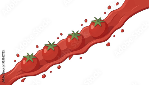 Red Blood Cells in Vein Vector Illustration, Flat Medical Icon for Healthcare and Biology Education