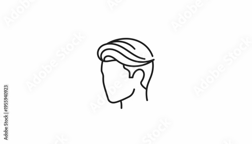 Man's Hairstyle Icon, Modern Haircut Line Art, Minimalist Male Style