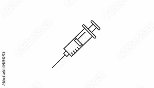Medical Syringe Icon, Injection Needle, Healthcare Symbol, Medical Equipment Line Art