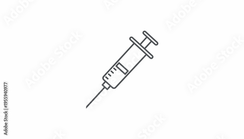 Medical Syringe Icon, Injection Needle, Vaccination Symbol, Health Care and Medicine Concept