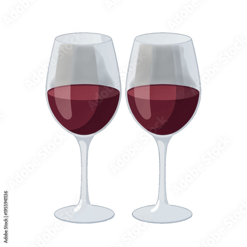 Two Wine Glasses Illustration Vector, Elegant Minimalist Design for Beverage and Dining