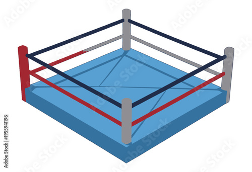 Vector Boxing Ring Illustration, Flat Design, Transparent Background for Sports and Competition Graphics