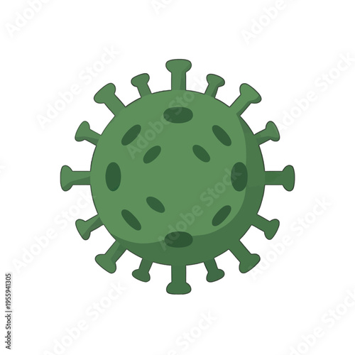 Virus Cell Icon Vector, Green Biomedical Isolated Illustration for Healthcare and Scientific Use