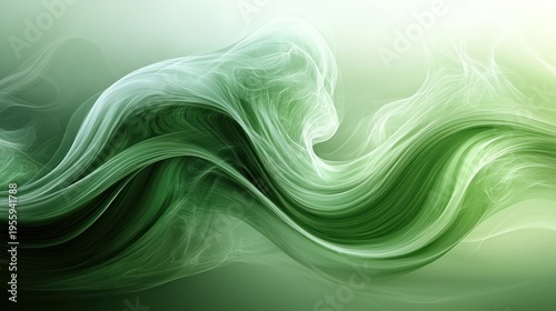 Abstract green wave, flowing motion, energy, background, design