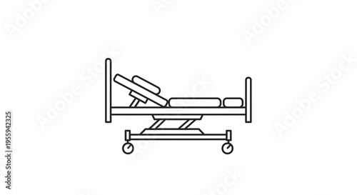 Hospital Bed Icon, Medical Equipment Line Art, Healthcare Symbol