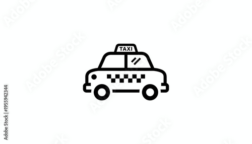 Iconic Black and White Taxi Cab Illustration