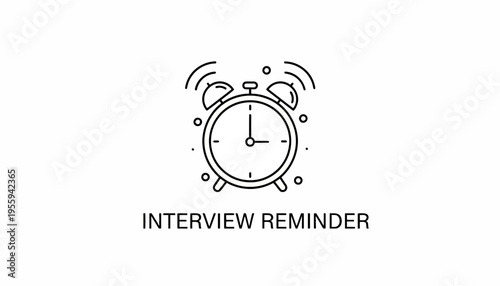 Interview Reminder Alarm Clock Icon with Text - Business Meeting Notification