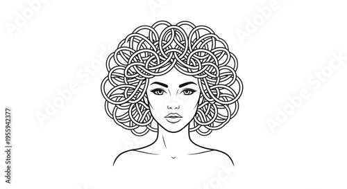 Intricate Hairstyle Portrait of a Woman with Elaborate Braids and Flowing Hair