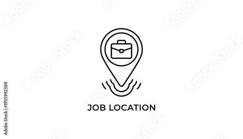 Job Location Pin Icon with Briefcase Symbol, Concept of Employment Search and Career Opportunities