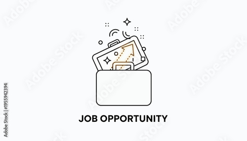 Job Opportunity Icon: Briefcase with Glowing Tablet and Upward Arrow