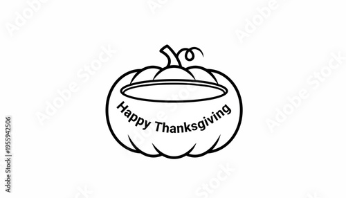 Happy Thanksgiving Pumpkin Outline with Copy Space - Festive Autumn Holiday Greeting