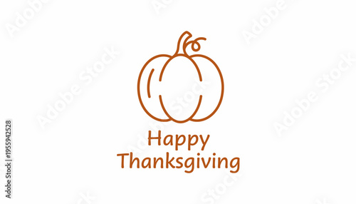 Happy Thanksgiving text with pumpkin icon, autumn holiday greeting card design