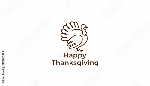 Happy Thanksgiving Turkey Illustration with Text