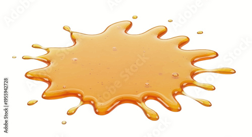 Golden Honey Splatter Blob Isolated on White Background, Sweet Liquid Drop