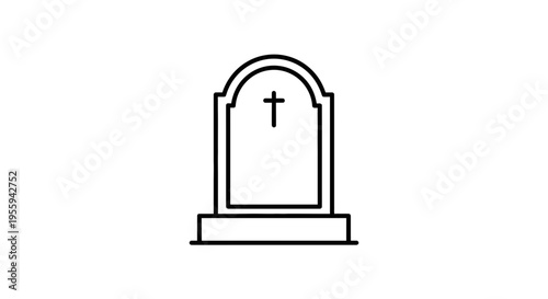 Gravestone Icon, Tombstone, Cross Symbol, Cemetery, Death, Funeral, Memorial, Grief, Religious Symbol