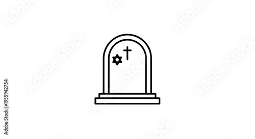 Gravestone with Christian Cross and Jewish Star of David symbols, representing religious diversity and unity.