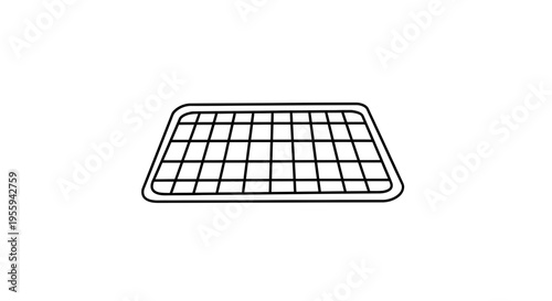 Grid Pattern Icon, Simple Geometric Design, Black and White Line Art