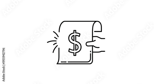 Hand holding a receipt with a dollar sign, representing payment or financial transaction