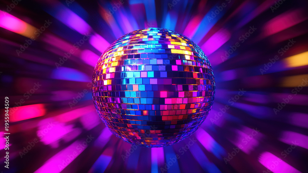 Obraz premium colorful circle disco party lights background, glow 