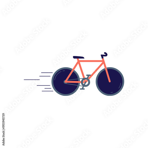 Bike Illustration of a Red Bicycle in Motion