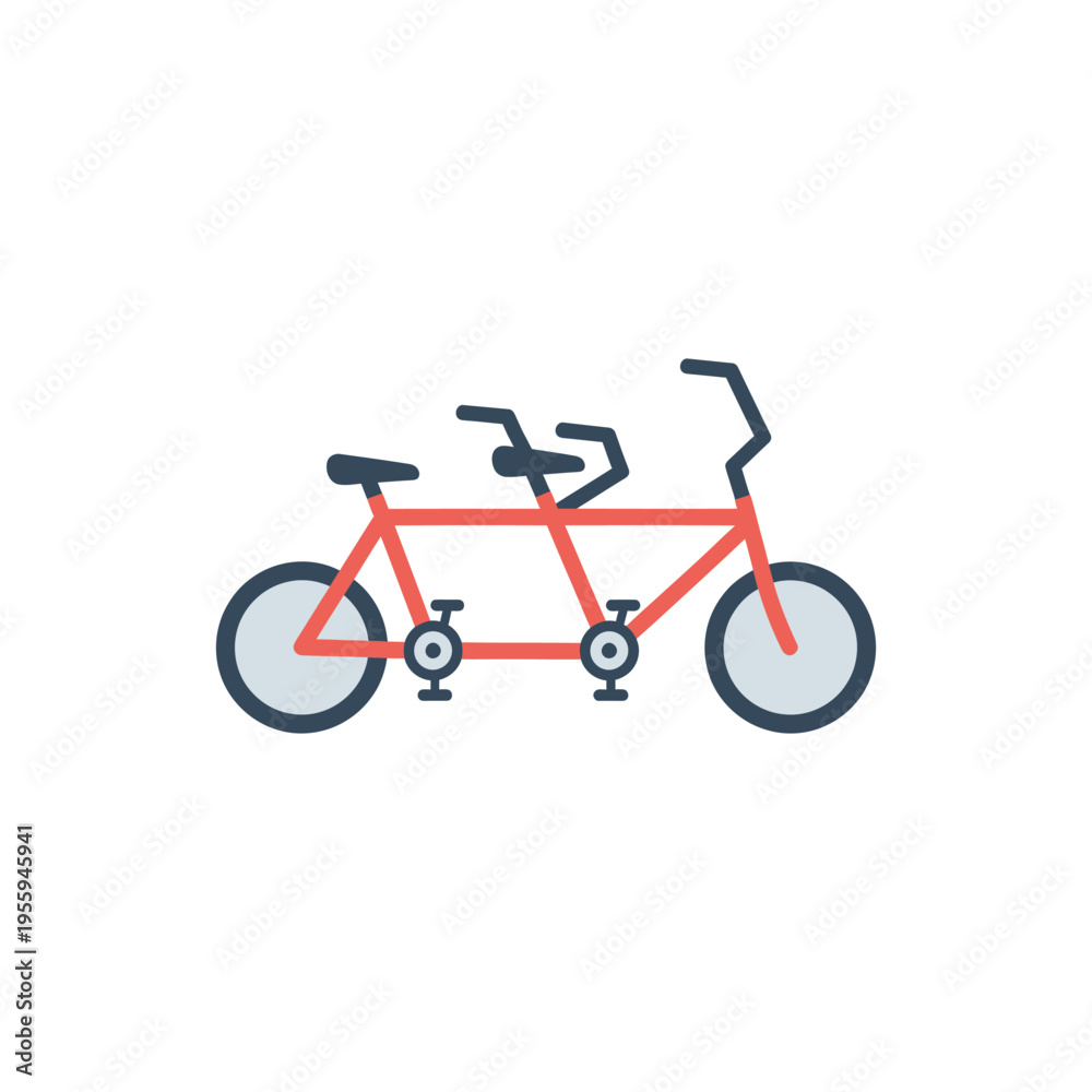 Fototapeta premium Tandem Bicycle Illustration of a Two Person Bike