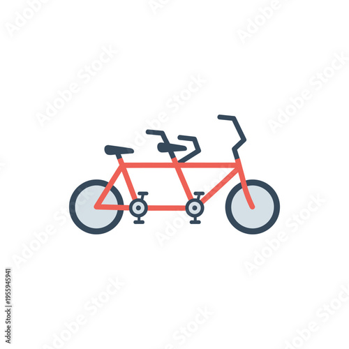 Tandem Bicycle Illustration of a Two Person Bike