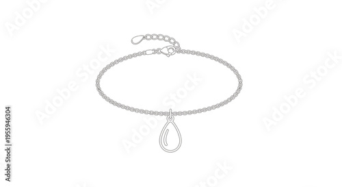 Elegant Teardrop Charm Bracelet - Minimalist Silver Jewelry Design