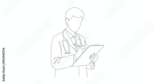 Doctor writing on clipboard, medical professional, healthcare, doctor's office, clinic, medical examination
