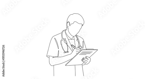Doctor writing on clipboard, medical professional, healthcare, clinic, hospital, doctor's office