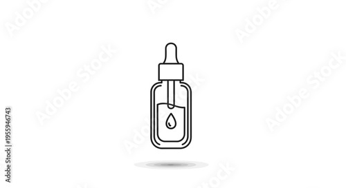 Dropper Bottle Icon with Liquid Drop - Minimalist Healthcare and Beauty Concept