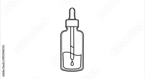 Dropper Bottle with Liquid Drop Falling - Skincare Serum, Essential Oil, Medicine