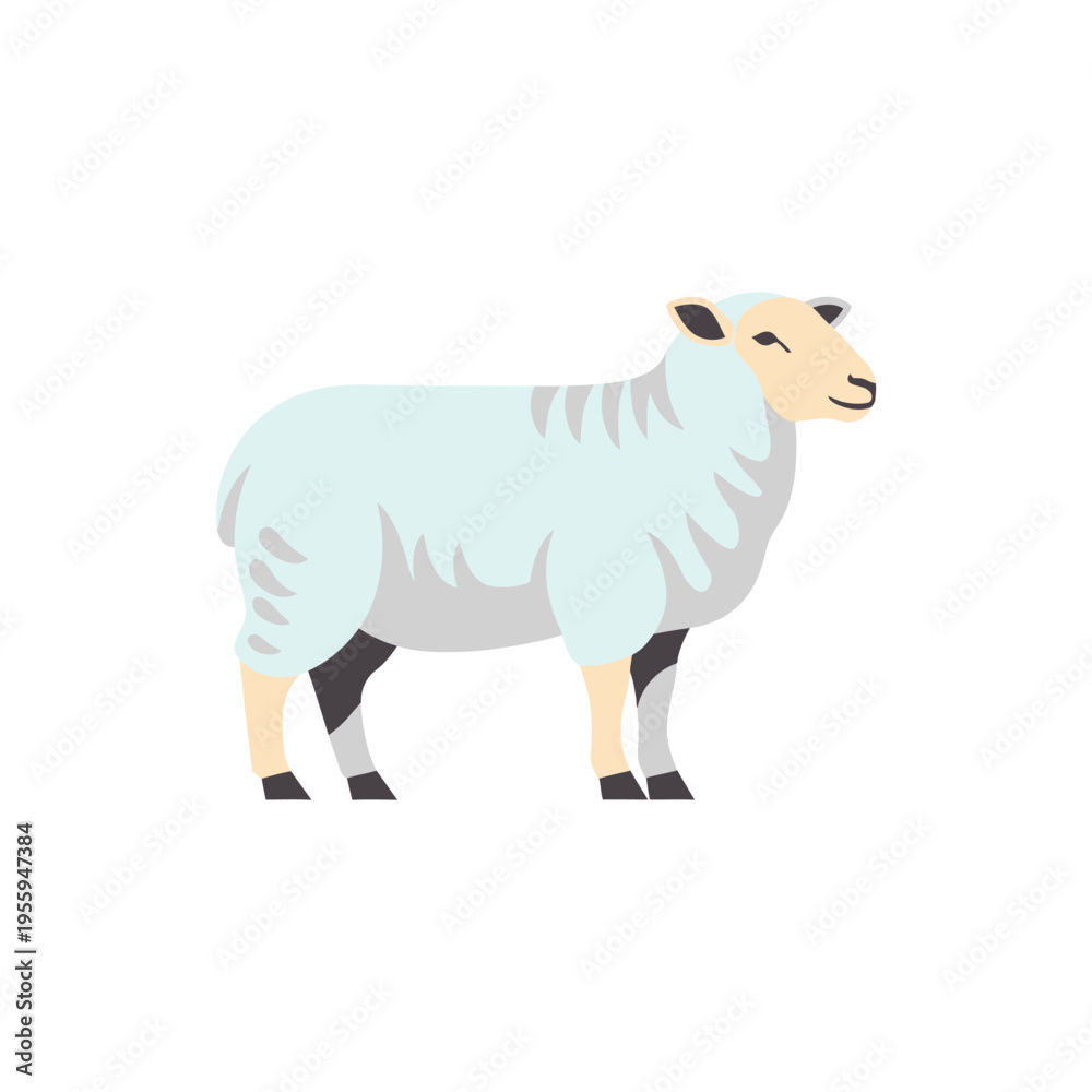 Obraz premium Sheep Illustration of Standing Ram Cartoon Style Image