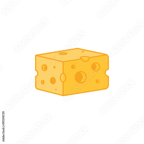 Cheese Block Piece with Yellow Color and Swiss style Holes