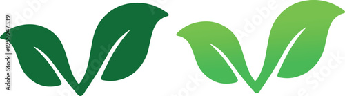 Green leaf and eco friendly nature icons set, vector.