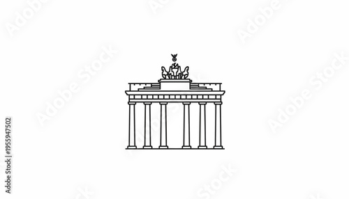 Brandenburg Gate Outline Drawing - Iconic Berlin Landmark