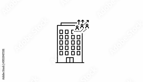 Business growth concept: people climbing up building symbolizing career advancement and success