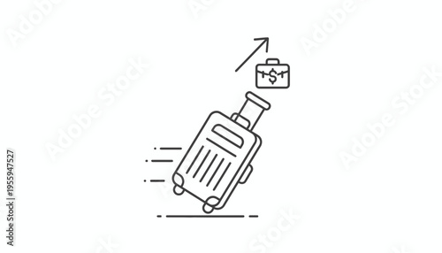 Business Travel Growth Icon: Suitcase and Briefcase with Upward Arrow