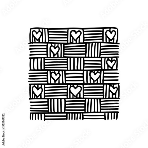 Heart pattern woven background love theme valentine's day design seamless romantic vector illustration art