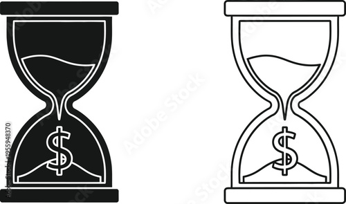 Time is money hourglass icons Vector