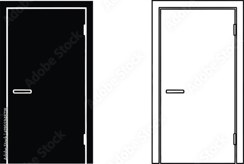 Black and white doors with handles Vector