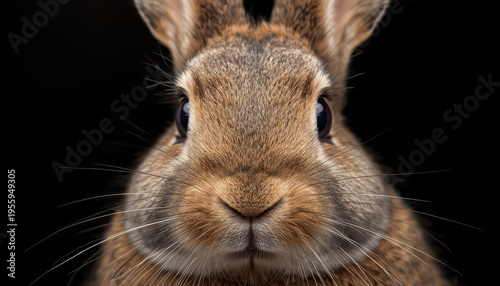 Wallpaper Mural Soft brown rabbit face close up with detailed fur and bright eyes, gentle expression Torontodigital.ca