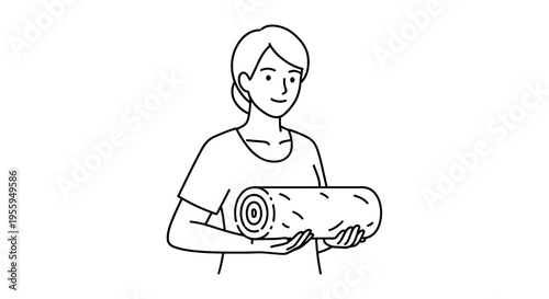 Woman holding a rolled yoga mat, ready for exercise or relaxation