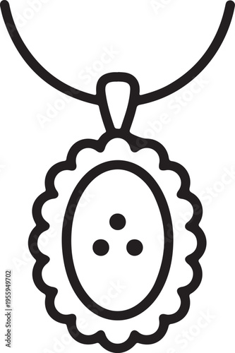 Jewelry necklace pendant icon vector illustration line art symbol for fashion accessory jewelry store design element ornament black outline