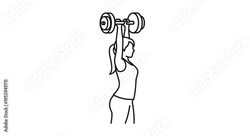 Woman performing dumbbell overhead press exercise, fitness and strength training